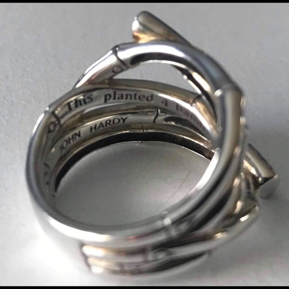 ๐ธ๐ธ๐ธ SOLD ๐ธ๐ธ๐ธ JOHN HARDY 925 Silver Bamboo Pave Diamond Ring - Picture 6 of 7